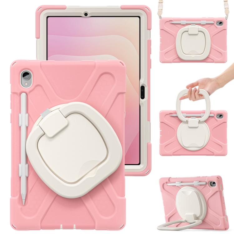For Samsung Galaxy Tab S11 Silicone Hybrid PC Tablet Case with Holder & Shoulder Strap