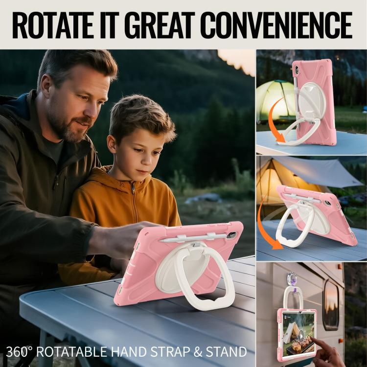 For Samsung Galaxy Tab S11 Silicone Hybrid PC Tablet Case with Holder & Shoulder Strap