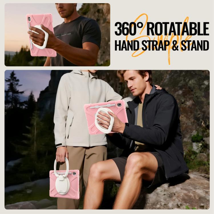 For Samsung Galaxy Tab S11 Silicone Hybrid PC Tablet Case with Holder & Shoulder Strap
