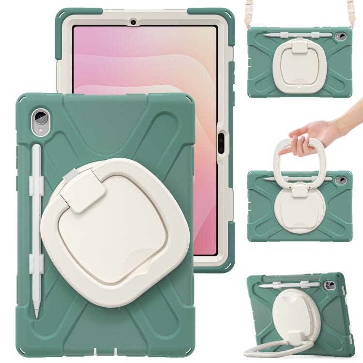 For Samsung Galaxy Tab S11 Silicone Hybrid PC Tablet Case with Holder & Shoulder Strap