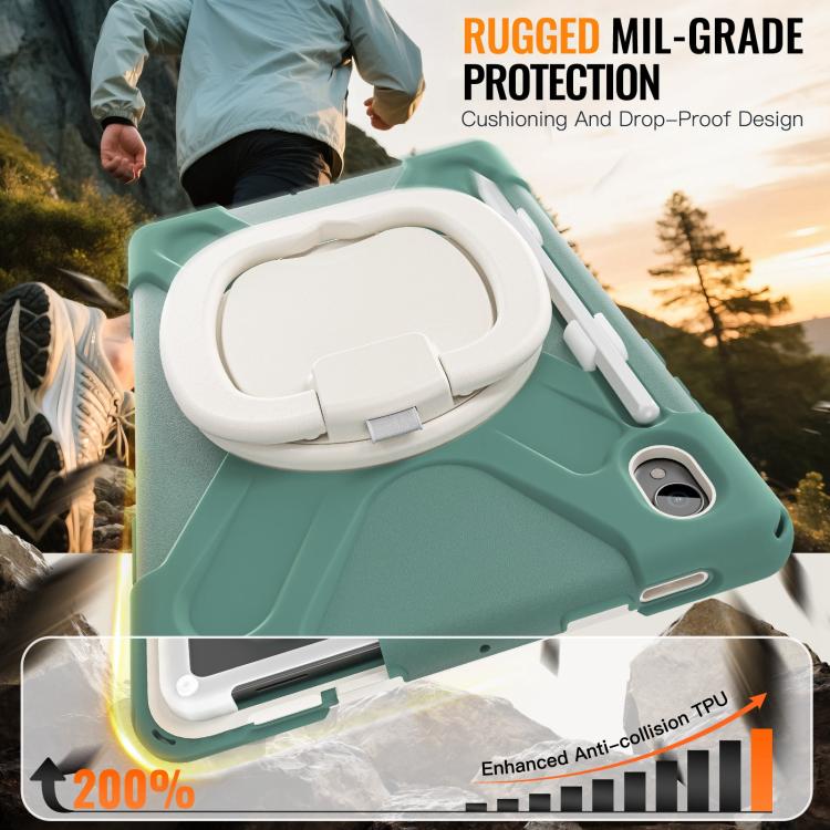 For Samsung Galaxy Tab S11 Silicone Hybrid PC Tablet Case with Holder & Shoulder Strap