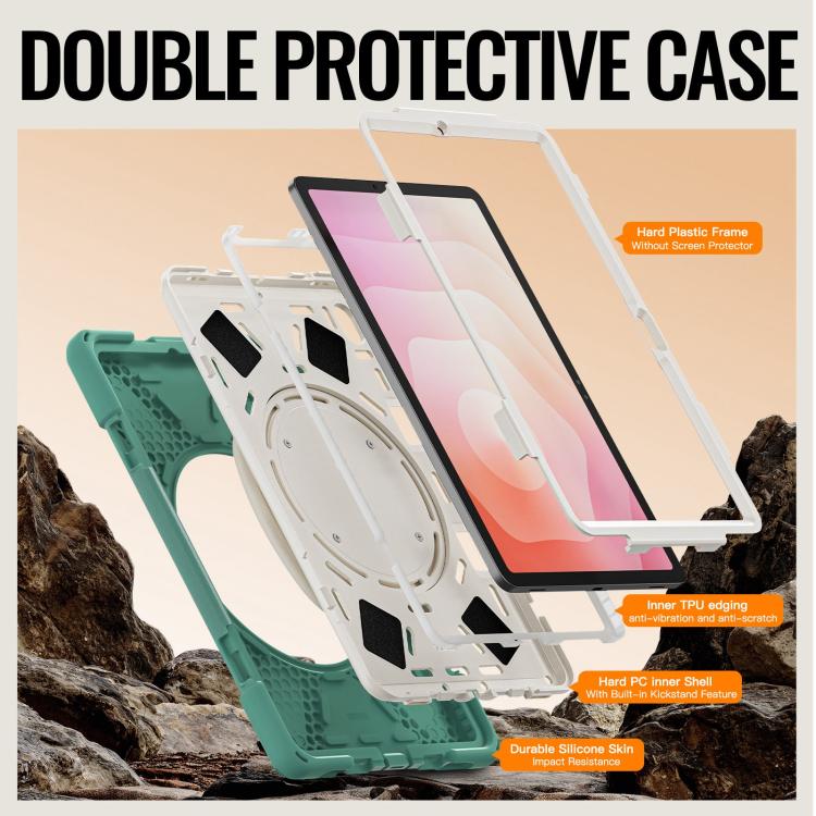 For Samsung Galaxy Tab S11 Silicone Hybrid PC Tablet Case with Holder & Shoulder Strap