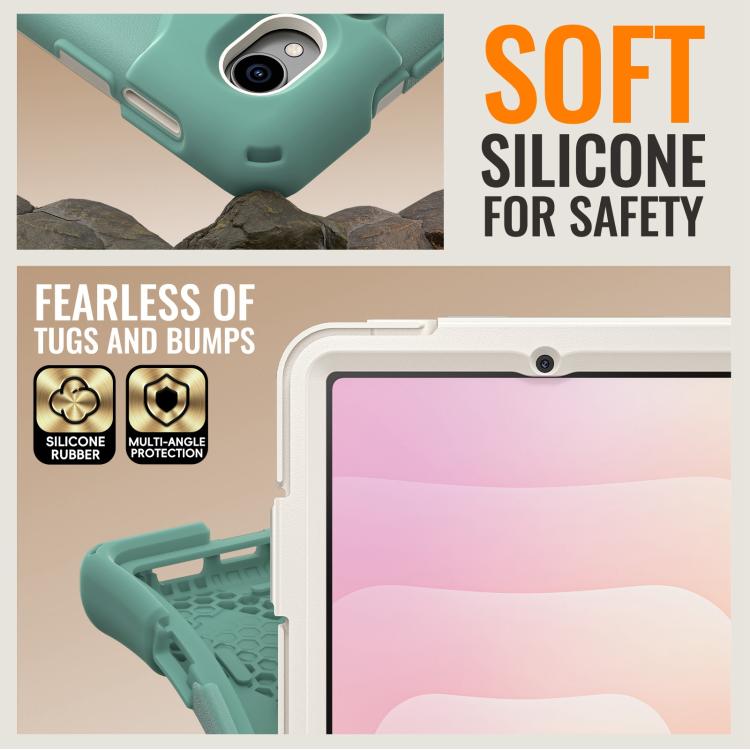 For Samsung Galaxy Tab S11 Silicone Hybrid PC Tablet Case with Holder & Shoulder Strap