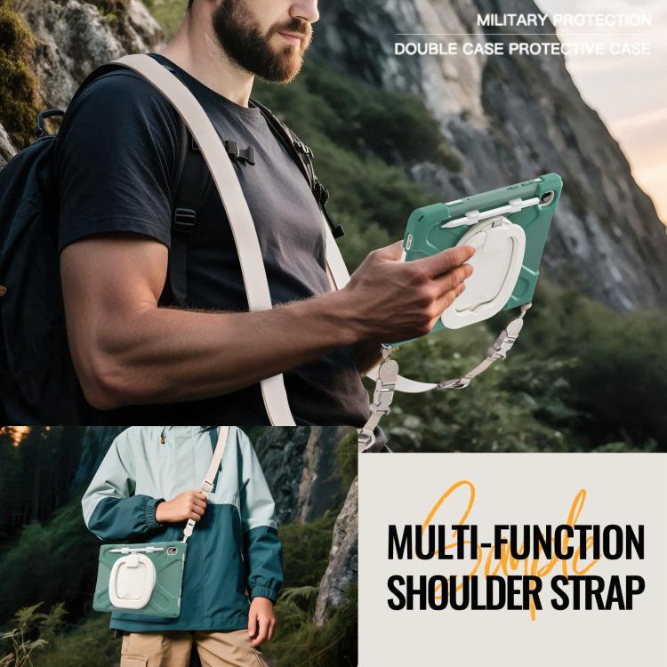 For Samsung Galaxy Tab S11 Silicone Hybrid PC Tablet Case with Holder & Shoulder Strap