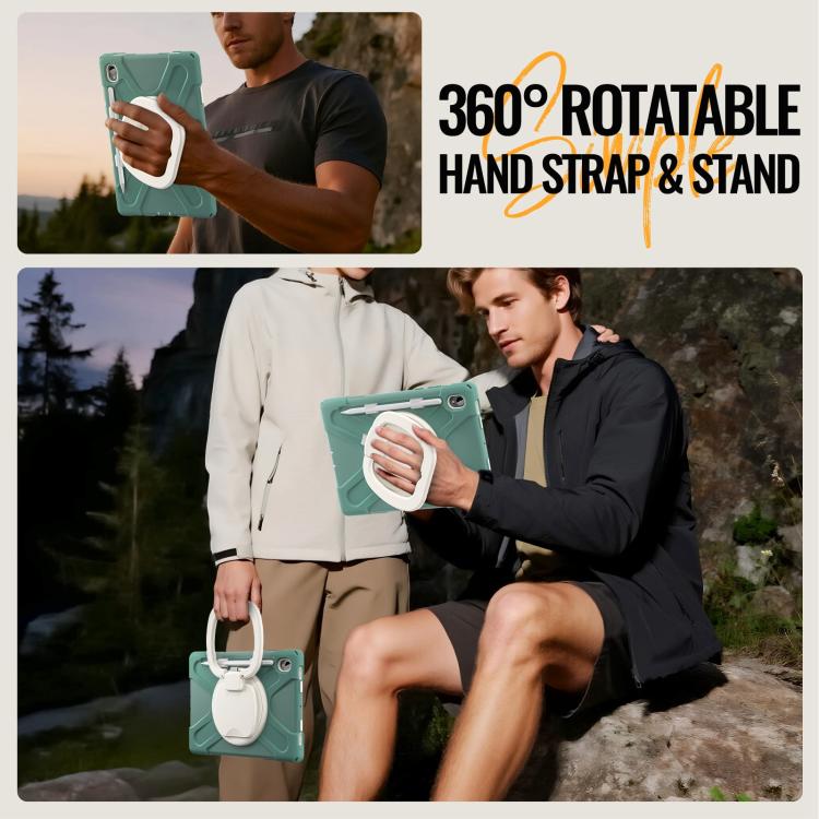 For Samsung Galaxy Tab S11 Silicone Hybrid PC Tablet Case with Holder & Shoulder Strap