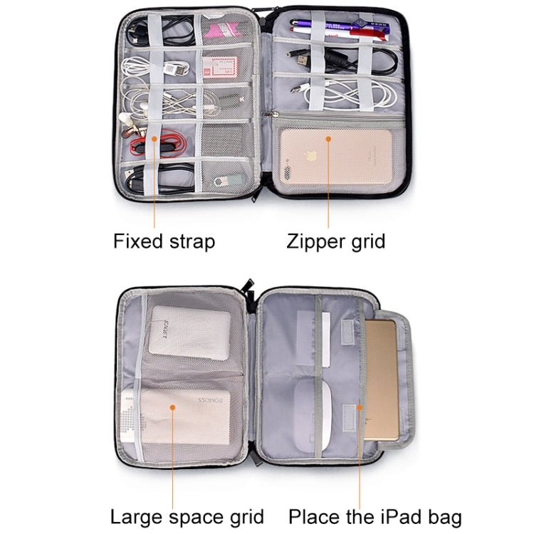 SM01 Multi-function Waterproof Double Layer Data Cable Earphone U Disk Digital Accessories Storage Bag, Size: L