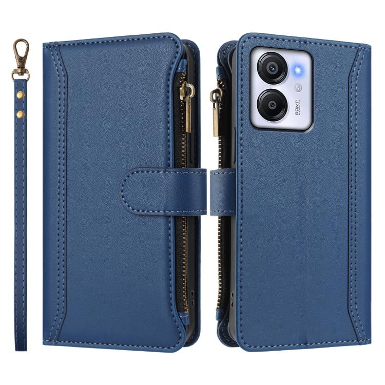 For Blackview Oscal Modern 8 / Color 8 Magnetic Closure 9 Card Slots Zipper Leather Case with Hand Strap