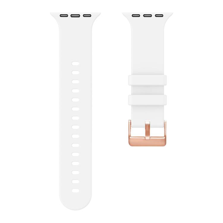 For Apple Watch 42mm / 41mm / 40mm / 38mm Plain Solid Color Rose Gold Buckle Silicone Watch Band