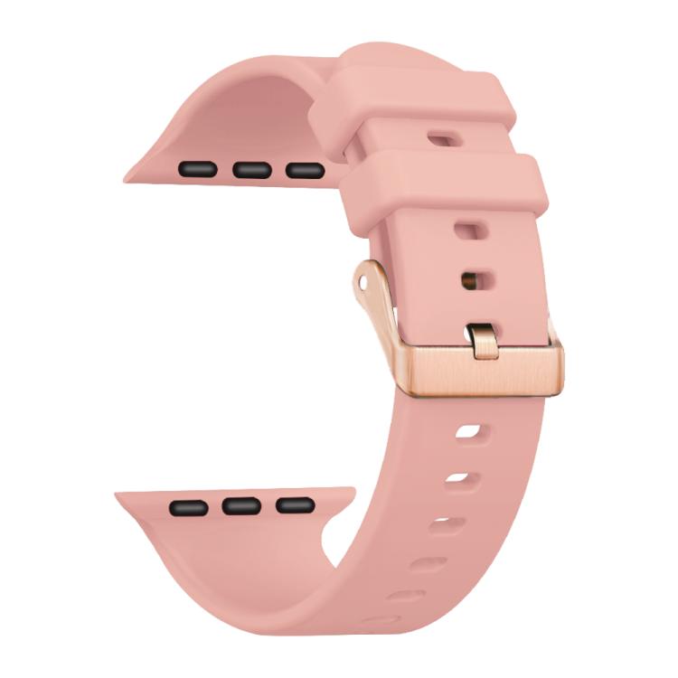 For Apple Watch 42mm / 41mm / 40mm / 38mm Plain Solid Color Rose Gold Buckle Silicone Watch Band