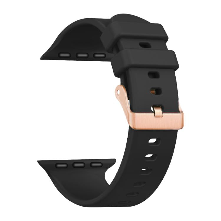 For Apple Watch 42mm / 41mm / 40mm / 38mm Plain Solid Color Rose Gold Buckle Silicone Watch Band