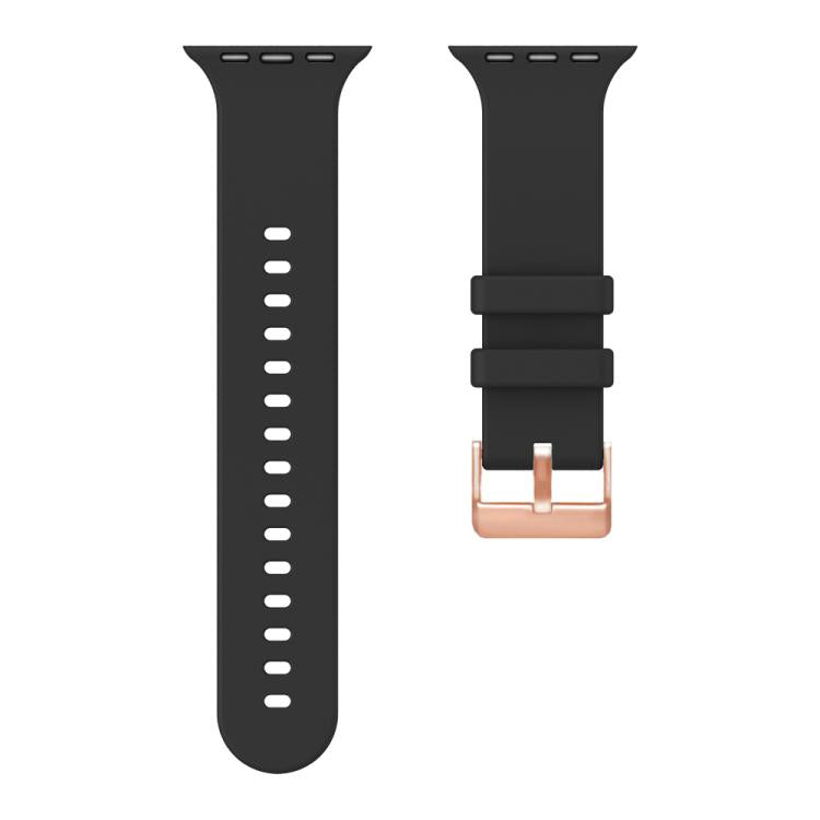 For Apple Watch 42mm / 41mm / 40mm / 38mm Plain Solid Color Rose Gold Buckle Silicone Watch Band