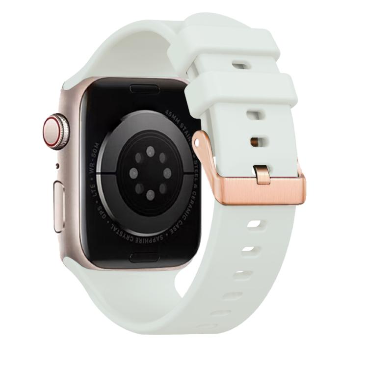 For Apple Watch 42mm / 41mm / 40mm / 38mm Plain Solid Color Rose Gold Buckle Silicone Watch Band