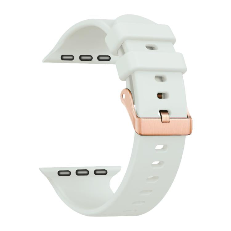 For Apple Watch 42mm / 41mm / 40mm / 38mm Plain Solid Color Rose Gold Buckle Silicone Watch Band