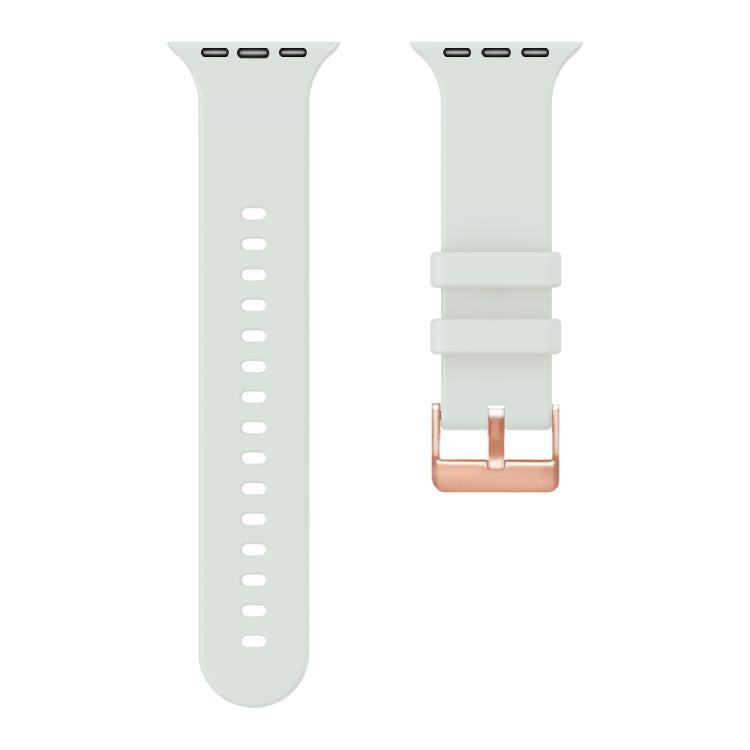 For Apple Watch 42mm / 41mm / 40mm / 38mm Plain Solid Color Rose Gold Buckle Silicone Watch Band