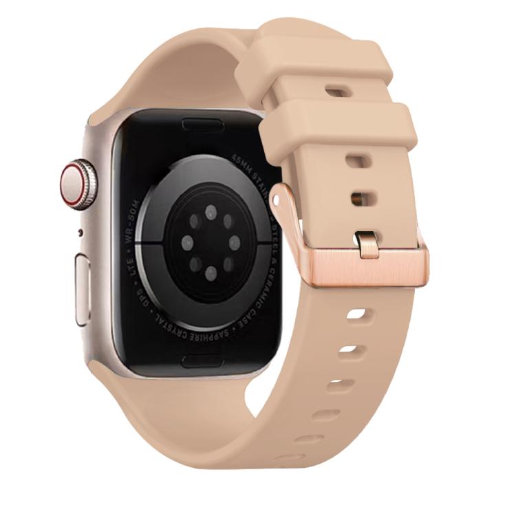 For Apple Watch 42mm / 41mm / 40mm / 38mm Plain Solid Color Rose Gold Buckle Silicone Watch Band