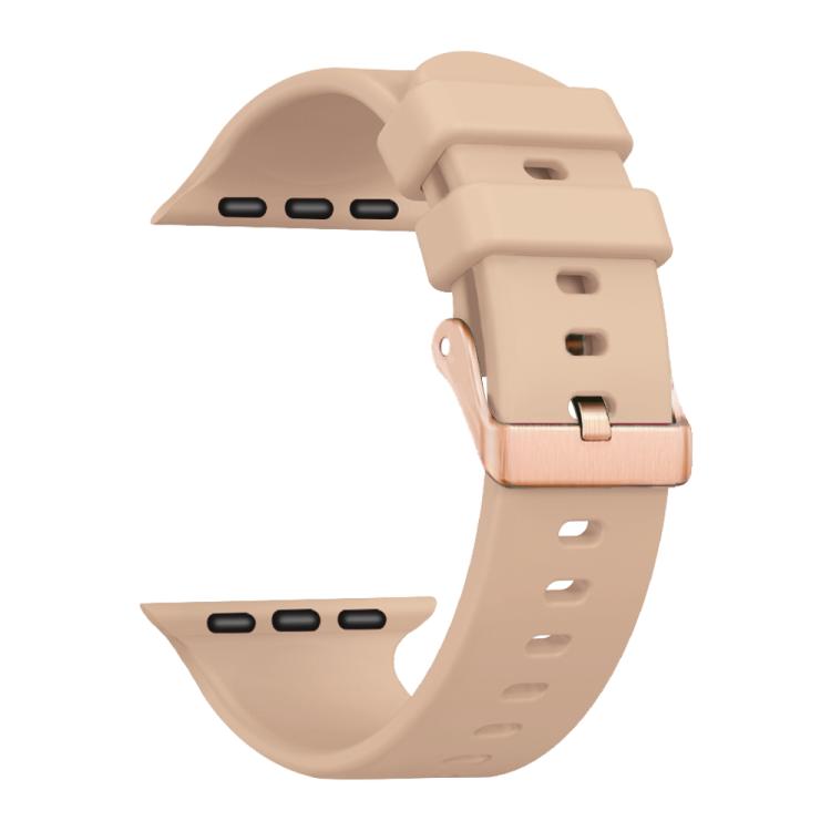 For Apple Watch 42mm / 41mm / 40mm / 38mm Plain Solid Color Rose Gold Buckle Silicone Watch Band