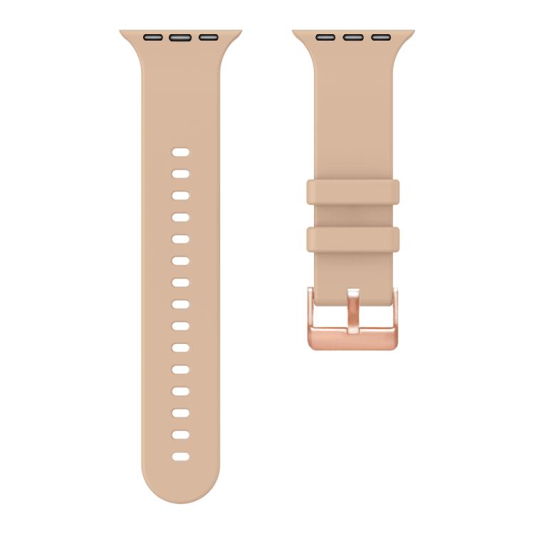For Apple Watch 42mm / 41mm / 40mm / 38mm Plain Solid Color Rose Gold Buckle Silicone Watch Band