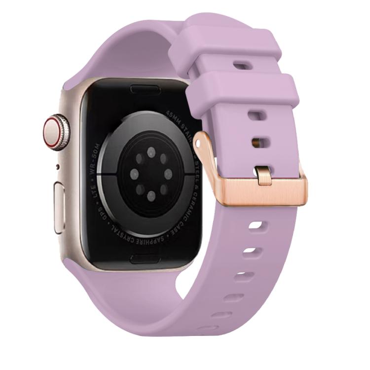 For Apple Watch 42mm / 41mm / 40mm / 38mm Plain Solid Color Rose Gold Buckle Silicone Watch Band