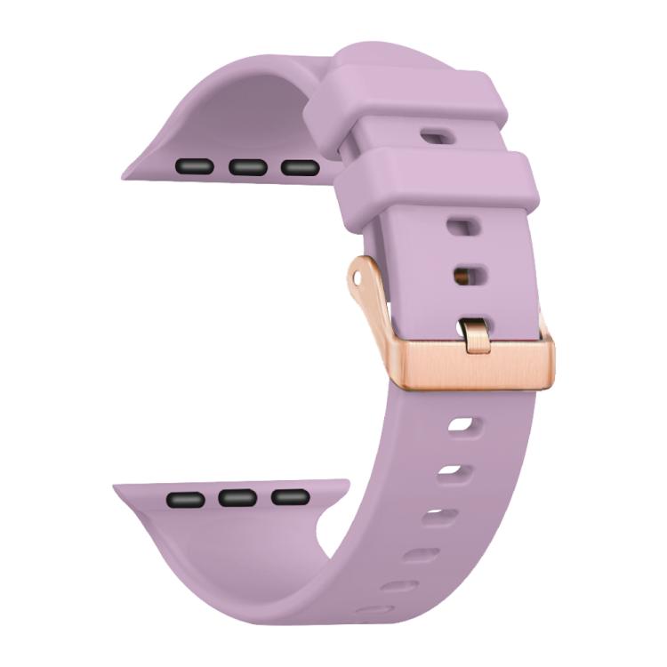 For Apple Watch 42mm / 41mm / 40mm / 38mm Plain Solid Color Rose Gold Buckle Silicone Watch Band