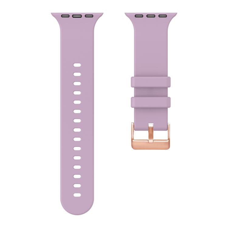 For Apple Watch 42mm / 41mm / 40mm / 38mm Plain Solid Color Rose Gold Buckle Silicone Watch Band