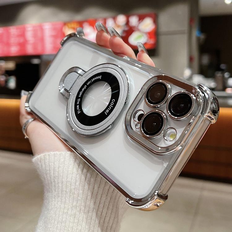 For iPhone 16 Plus Space Shield MagSafe Holder Shockproof Phone Case
