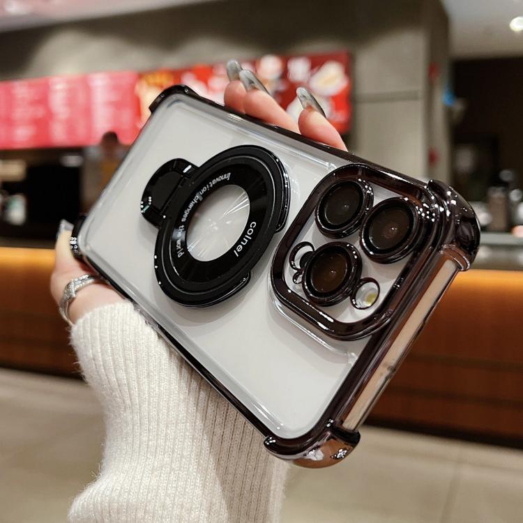 For iPhone 15 Plus Space Shield MagSafe Holder Shockproof Phone Case