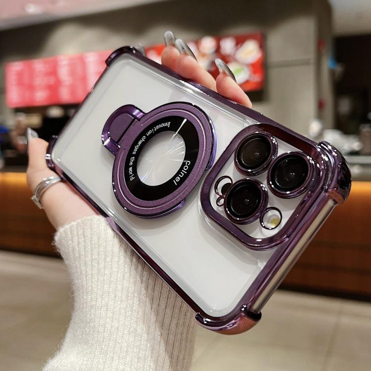 For iPhone 12 Space Shield MagSafe Holder Shockproof Phone Case