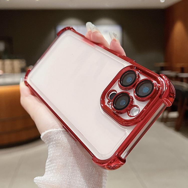 For iPhone 16 Electroplating Space TPU Four-corner Shockproof Phone Case with Lens Film