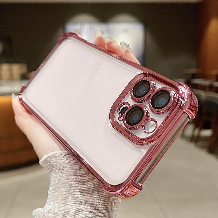 For iPhone 15 Plus Electroplating Space TPU Four-corner Shockproof Phone Case with Lens Film
