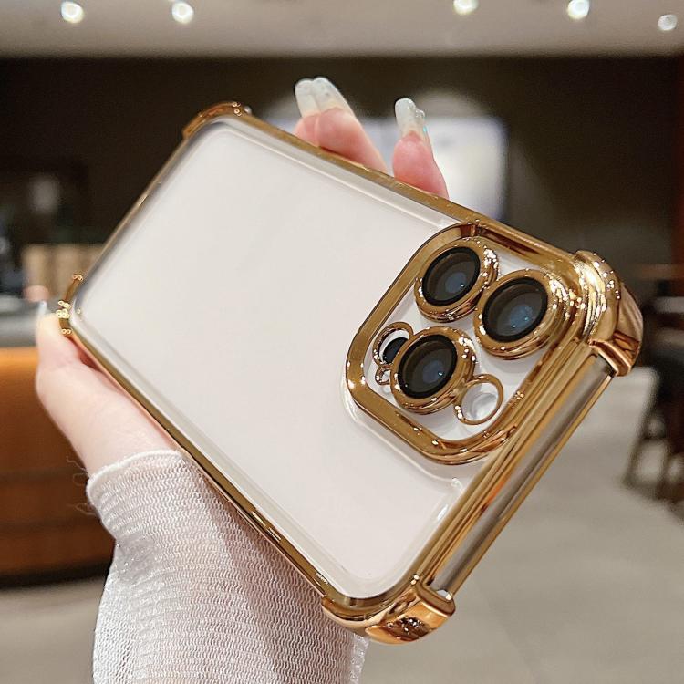For iPhone 15 Plus Electroplating Space TPU Four-corner Shockproof Phone Case with Lens Film