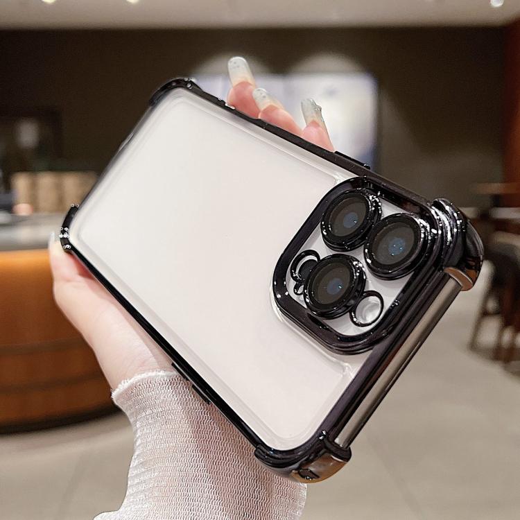 For iPhone 15 Electroplating Space TPU Four-corner Shockproof Phone Case with Lens Film