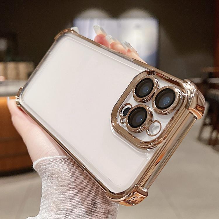 For iPhone 14 Pro Max Electroplating Space TPU Four-corner Shockproof Phone Case with Lens Film