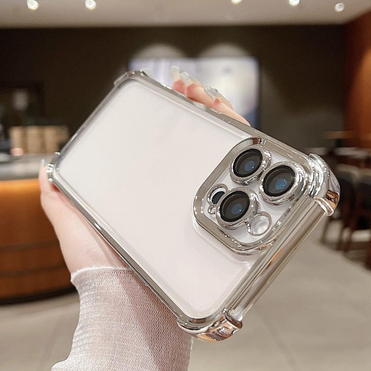 For iPhone 13 Electroplating Space TPU Four-corner Shockproof Phone Case with Lens Film