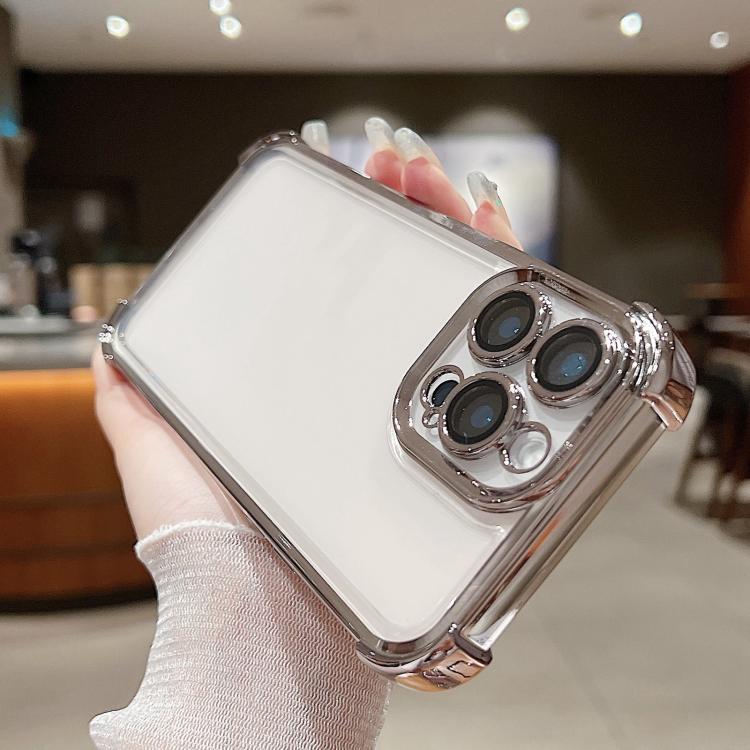 For iPhone 11 Pro Max Electroplating Space TPU Four-corner Shockproof Phone Case with Lens Film