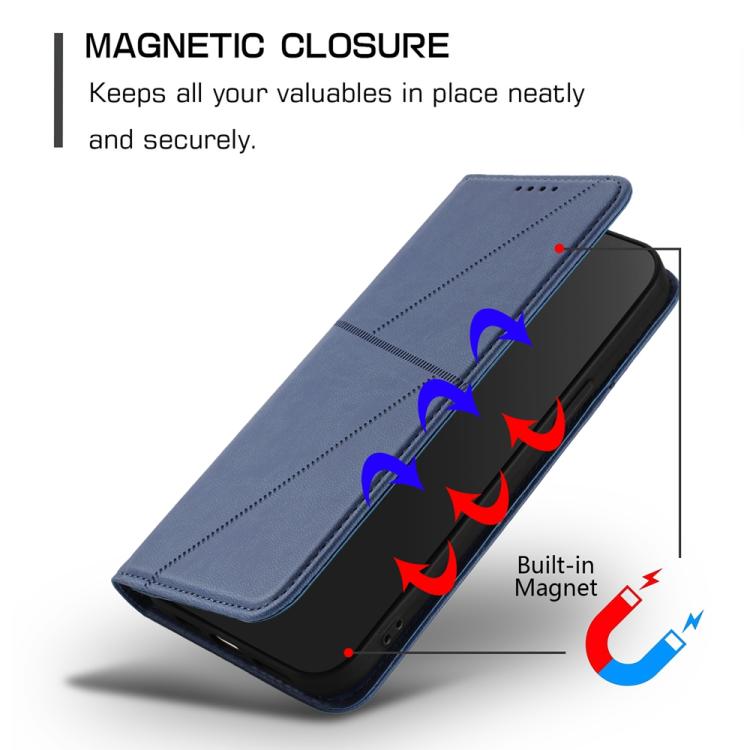 For iPhone 15 Strong Magnetic Frosted Flip Leather Phone Case