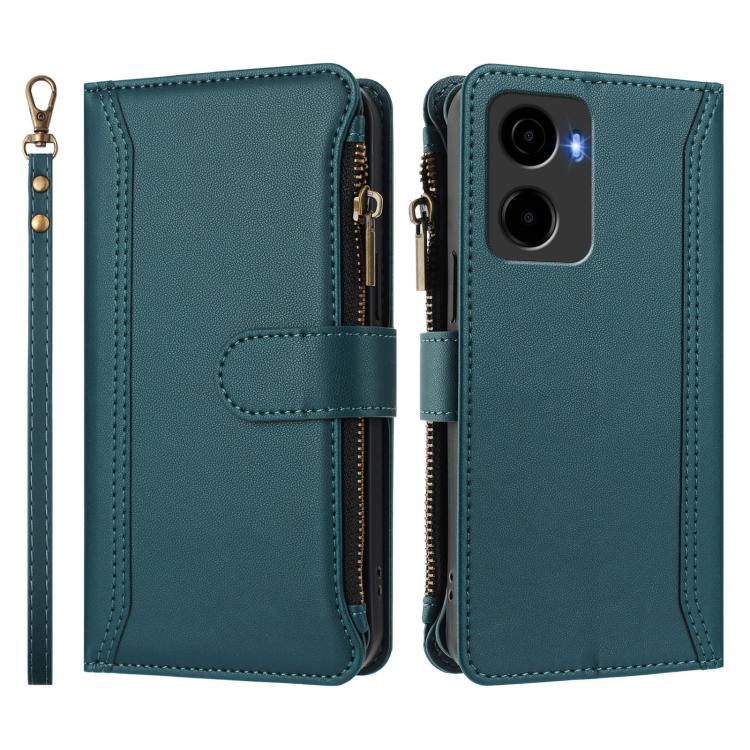 For Cricket Magic 2 5G Magnetic Closure 9 Card Slots Zipper Leather Case with Hand Strap
