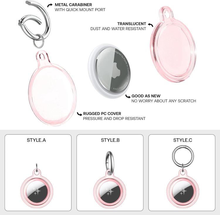 For AirTag 2nd Gen / AirTag 1st Gen TPU Waterproof Protective Case with Keychain