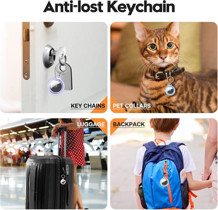 For AirTag 2nd Gen / AirTag 1st Gen TPU Waterproof Protective Case with Keychain