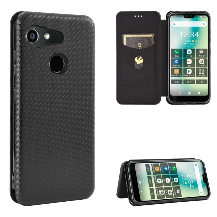 For Kyocera Gratina KYV48 Carbon Fiber Texture Horizontal Flip TPU + PC + PU Leather Case with Card Slot