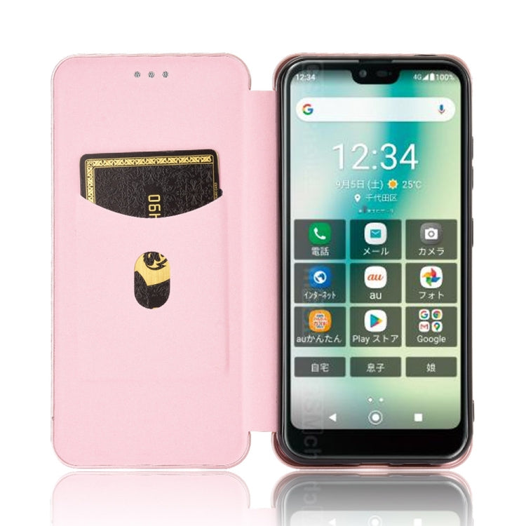 For Kyocera Gratina KYV48 Carbon Fiber Texture Horizontal Flip TPU + PC + PU Leather Case with Card Slot