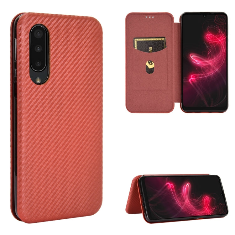 For Sharp Aquos Zero 5G Basic Carbon Fiber Texture Horizontal Flip TPU + PC + PU Leather Case with Card Slot