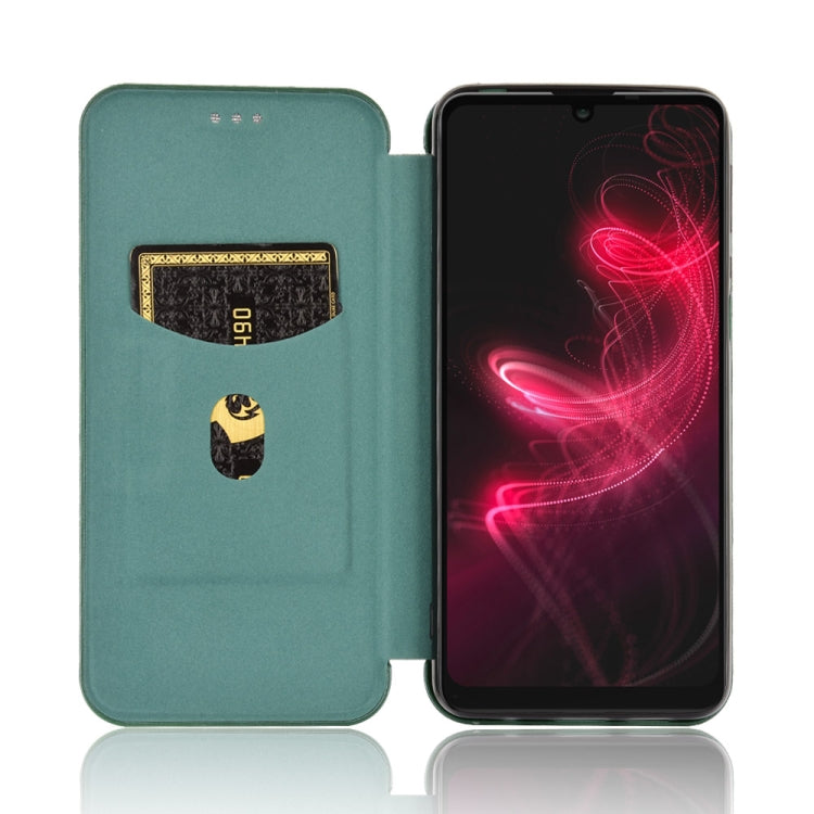 For Sharp Aquos Zero 5G Basic Carbon Fiber Texture Horizontal Flip TPU + PC + PU Leather Case with Card Slot