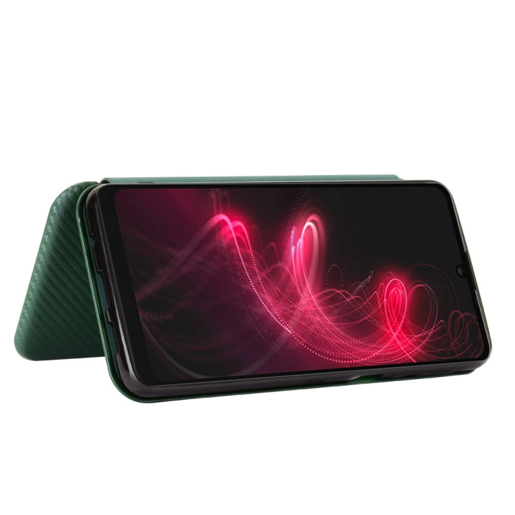 For Sharp Aquos Zero 5G Basic Carbon Fiber Texture Horizontal Flip TPU + PC + PU Leather Case with Card Slot