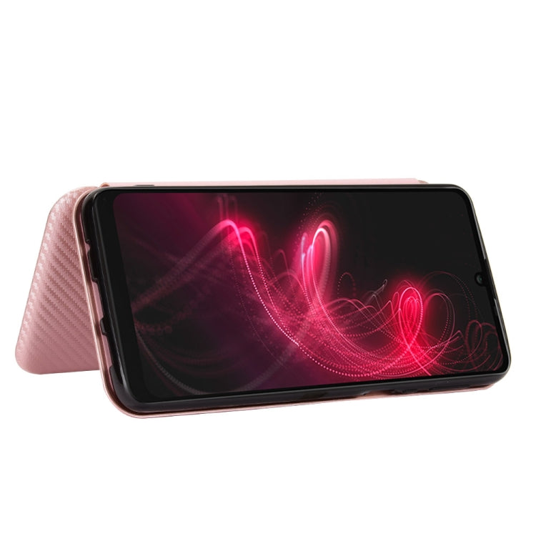 For Sharp Aquos Zero 5G Basic Carbon Fiber Texture Horizontal Flip TPU + PC + PU Leather Case with Card Slot