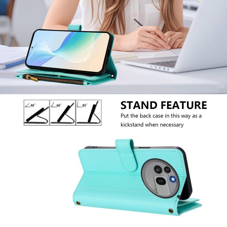 For Nothing Phone 3a Pro Magnetic Closure 9 Card Slots Zipper Leather Case with Hand Strap