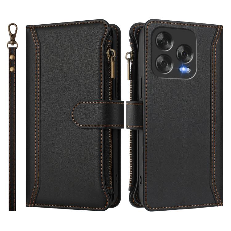For ZTE Blade V70 Vita / Nubia V70 Design Magnetic Closure 9 Card Slots Zipper Leather Case with Hand Strap