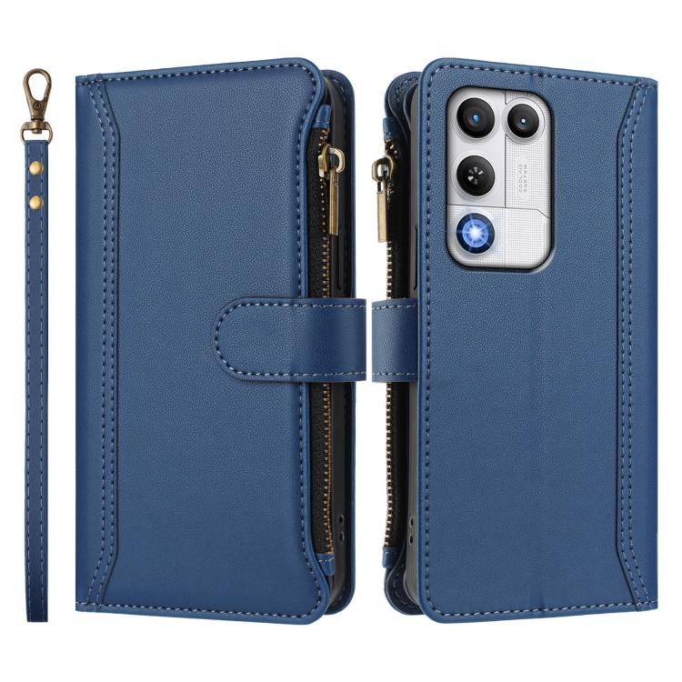 For ZTE nubia RedMagic 11 Air Magnetic Closure 9 Card Slots Zipper Leather Case with Hand Strap