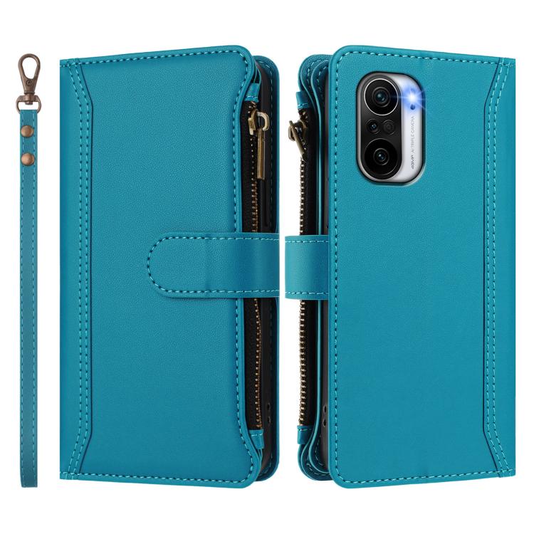 For Xiaomi Mi 11i / 11X / 11X Pro Magnetic Closure 9 Card Slots Zipper Leather Case with Hand Strap