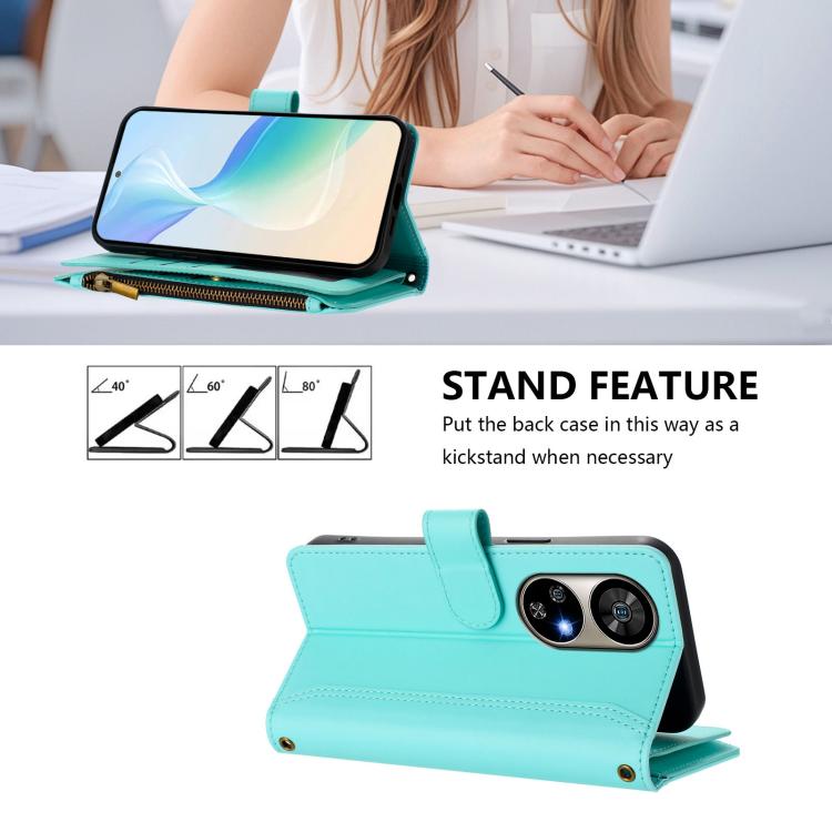 For Ulefone Note 17 Pro Magnetic Closure 9 Card Slots Zipper Leather Case with Hand Strap
