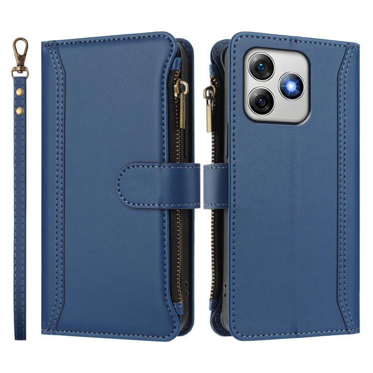 For Ulefone Note 18 Ultra / Note 18 Pro Magnetic Closure 9 Card Slots Zipper Leather Case with Hand Strap